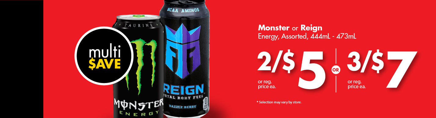 Coke and Energy Drink Promotion, 3 for $7 or Regular Price Ea.